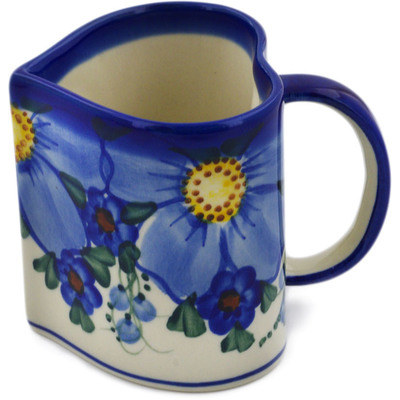 Polish Pottery Heart Mug Himalayan Blue Poppy UNIKAT