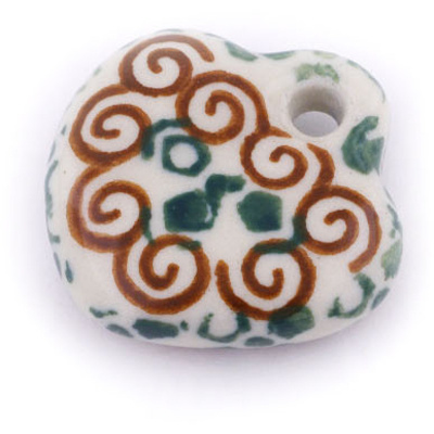 Polish Pottery Heart Pendant 1&quot; Grecian Sea