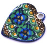 Polish Pottery Heart Pendant 1&quot; Mardi Gras UNIKAT