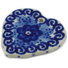 Polish Pottery Heart Pendant 2&quot; Dancing Blue Poppies UNIKAT