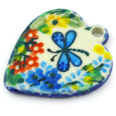 Polish Pottery Heart Pendant 2&quot; Garden Delight UNIKAT