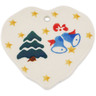 Polish Pottery Heart Pendant 2&quot; Winter Bells