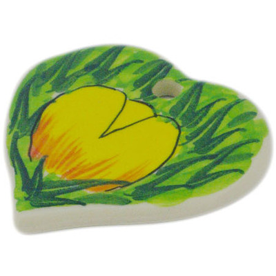Polish Pottery Heart Pendant 3&quot; Buttercup Bliss UNIKAT