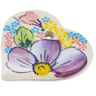 Polish Pottery Heart Pendant 3&quot; Mauve Spring Bouquet UNIKAT