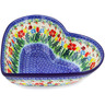 Polish Pottery Heart Shaped Bowl 11&quot; Lady Bug Meadow UNIKAT