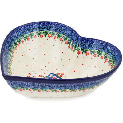 Polish Pottery Heart Shaped Bowl 11&quot; Magical Carriage