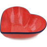 Polish Pottery Heart Shaped Bowl 11&quot; Red Sea UNIKAT
