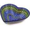 Polish Pottery Heart Shaped Bowl 11&quot; Stained Glass Window UNIKAT