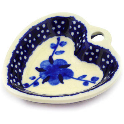 Polish Pottery Heart Shaped Bowl 3&quot; Delicate Poppy