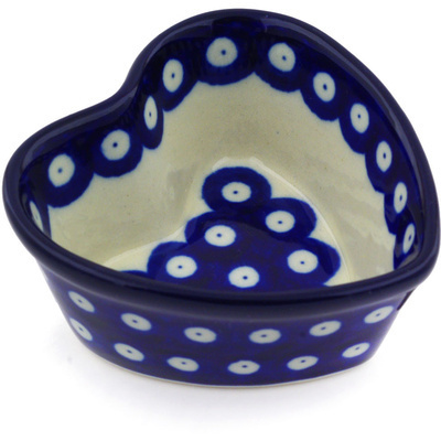 Polish Pottery Heart Shaped Bowl 4&quot; Blue Eyes