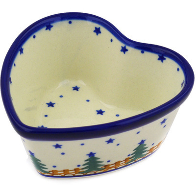 Polish Pottery Heart Shaped Bowl 4&quot; Pocono Pines