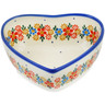 Polish Pottery Heart Shaped Bowl 5&quot; Flowers In The Spring UNIKAT