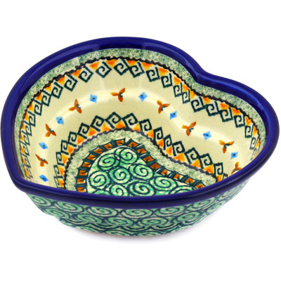 Polish Pottery Heart Shaped Bowl 6&quot; Albuquerque UNIKAT