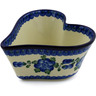 Polish Pottery Heart Shaped Bowl 6&quot; Blue Poppies