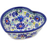 Polish Pottery Heart Shaped Bowl 6&quot; Blue Summer Garden