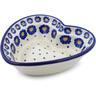 Polish Pottery Heart Shaped Bowl 6&quot; Blue Zinnia