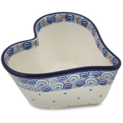 Polish Pottery Heart Shaped Bowl 6&quot; Bubble Fun