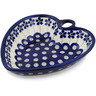 Polish Pottery Heart Shaped Bowl 6&quot; Flowering Peacock