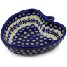 Polish Pottery Heart Shaped Bowl 6&quot; Flowering Peacock