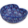 Polish Pottery Heart Shaped Bowl 6&quot; Flowers On The Lake