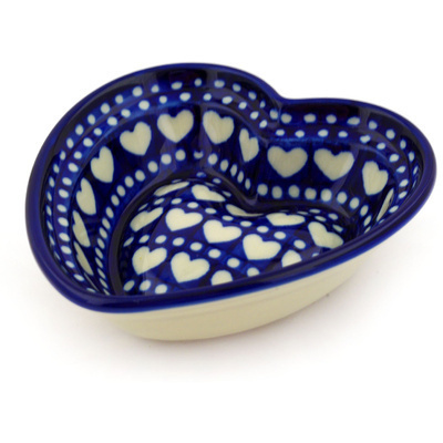 Polish Pottery Heart Shaped Bowl 6&quot; Heart To Heart