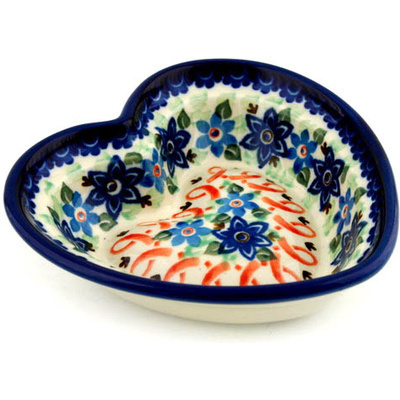 Polish Pottery Heart Shaped Bowl 6&quot; Hope UNIKAT
