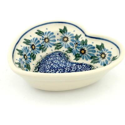 Polish Pottery Heart Shaped Bowl 6&quot; Marigold Morning