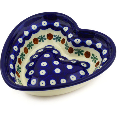 Polish Pottery Heart Shaped Bowl 6&quot; Mosquito