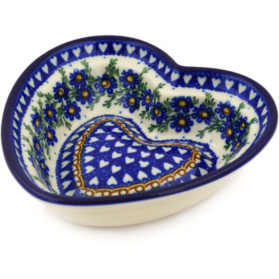 Polish Pottery Heart Shaped Bowl 6&quot; Mother&#039;s Love UNIKAT