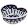 Polish Pottery Heart Shaped Bowl 6&quot; Peacock