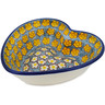 Polish Pottery Heart Shaped Bowl 6&quot; Popcorn Daisies UNIKAT