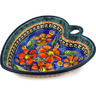 Polish Pottery Heart Shaped Bowl 6&quot; Poppies UNIKAT