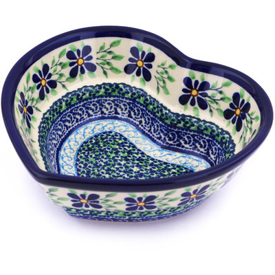 Polish Pottery Heart Shaped Bowl 6&quot; Sweet Violet