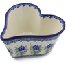Polish Pottery Heart Shaped Bowl 6&quot; Tulip Motif UNIKAT