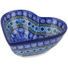 Polish Pottery Heart Shaped Bowl 7&quot; Aztec Sky