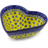 Polish Pottery Heart Shaped Bowl 7&quot; Sunburst Daisies