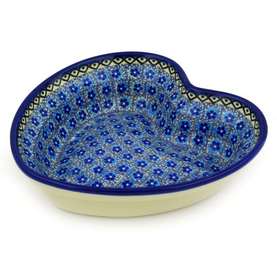 Polish Pottery Heart Shaped Bowl 8&quot; Abra Cadabra