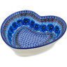 Polish Pottery Heart Shaped Bowl 8&quot; Blueberry Flowers UNIKAT