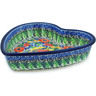 Polish Pottery Heart Shaped Bowl 8&quot; Cabin Meadow UNIKAT