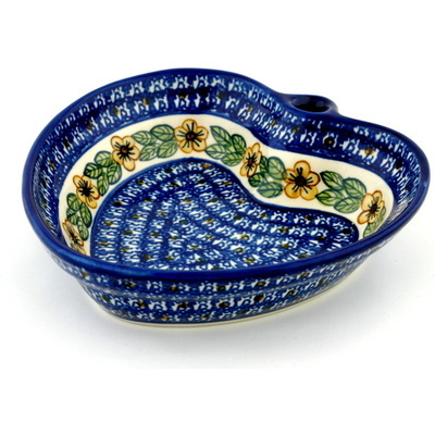 Polish Pottery Heart Shaped Bowl 8&quot; Country Acres UNIKAT