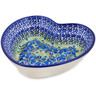 Polish Pottery Heart Shaped Bowl 8&quot; Floral Blue Dreams UNIKAT