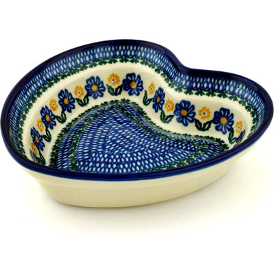 Polish Pottery Heart Shaped Bowl 8&quot; Garden Seeds