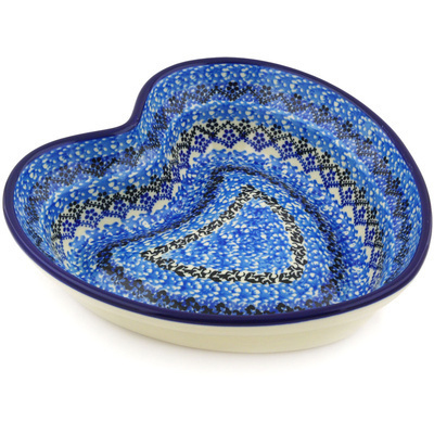 Polish Pottery Heart Shaped Bowl 8&quot;