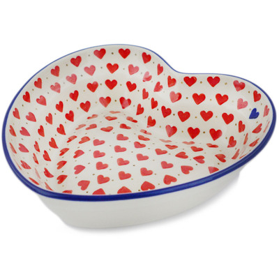 Polish Pottery Heart Shaped Bowl 8&quot;