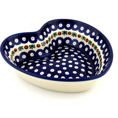 Polish Pottery Heart Shaped Bowl 8&quot; Mosquito