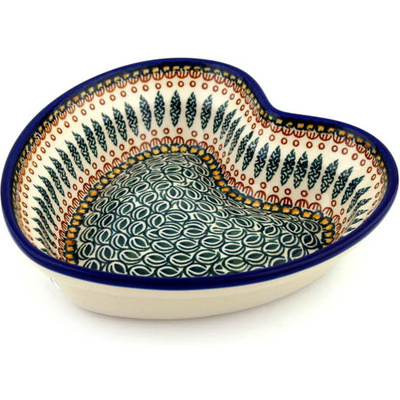 Polish Pottery Heart Shaped Bowl 8&quot; Tuscan Countryside