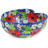 Polish Pottery Heart Shaped Bowl 9&quot; Vivid Garden UNIKAT