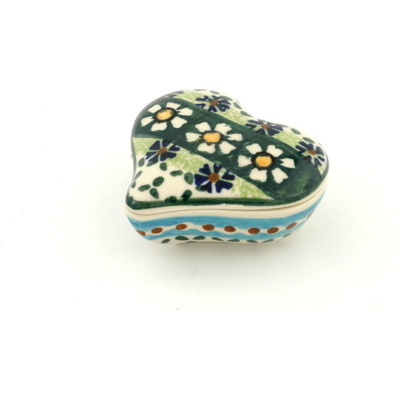 Polish Pottery Heart Shaped Jar 3"
