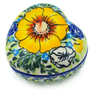 Polish Pottery Heart Shaped Jar 4&quot; Bright Blooms UNIKAT