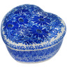 Polish Pottery Heart Shaped Jar 4&quot; Dreams In Blue UNIKAT